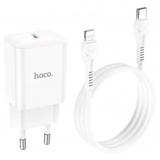 Зарядное устройство Hoco N27 USB-C + кабель Type-C/Lightning 20W Белый