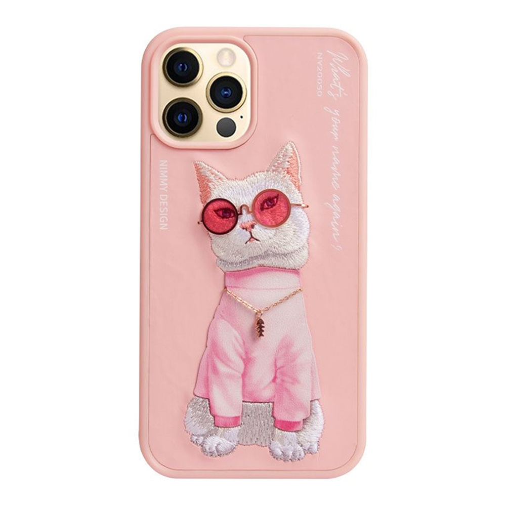 Чехол для iPhone 15 Pro накладка NIMMY кот в кофте Розовый