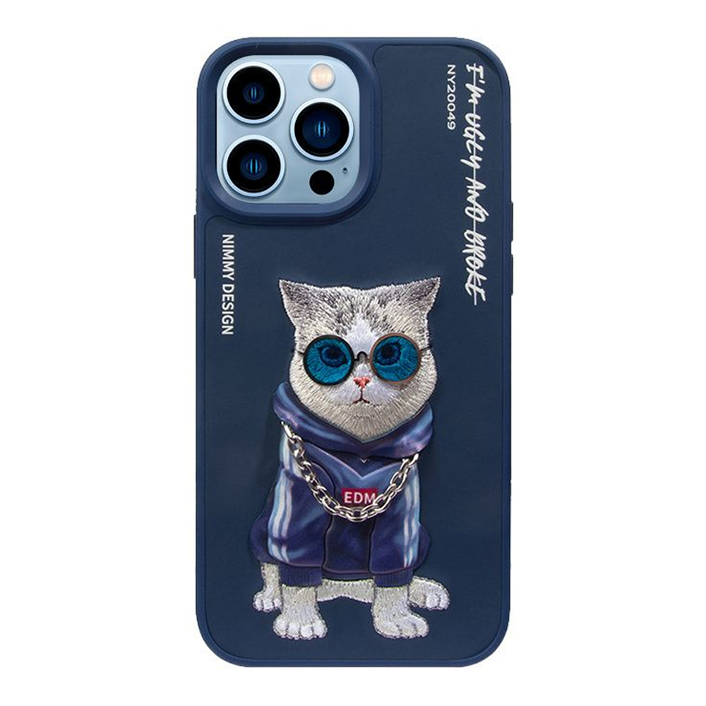 Чехол для iPhone 15 накладка NIMMY кот Синий