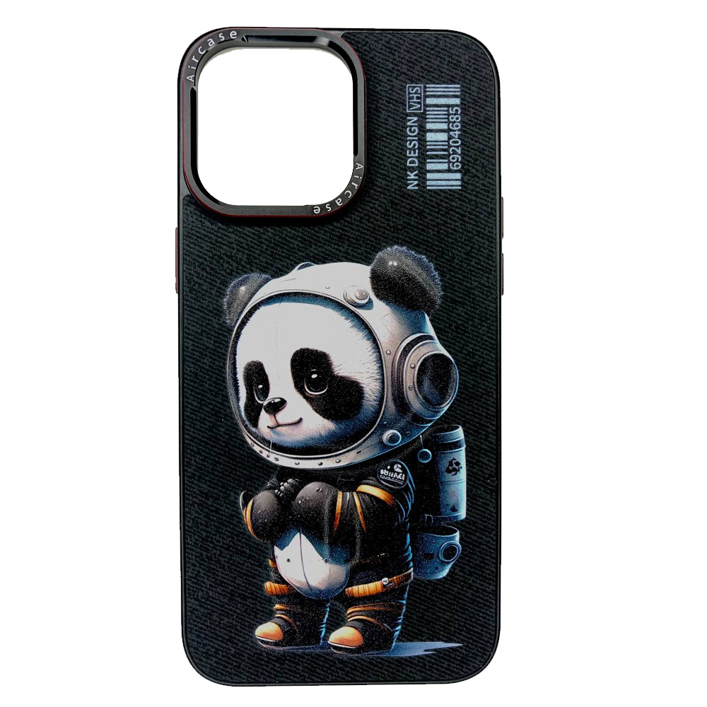 Чехол для iPhone 14 Pro накладка Панда Космонавт Черный